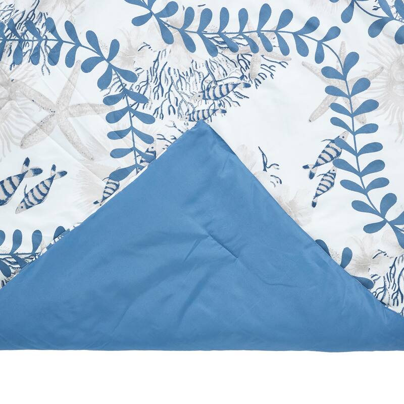 Better Trends Caspian Collection 6-Piece Microfiber Floral Comforter Set in Blue - Soft, Durable & Machine Washable