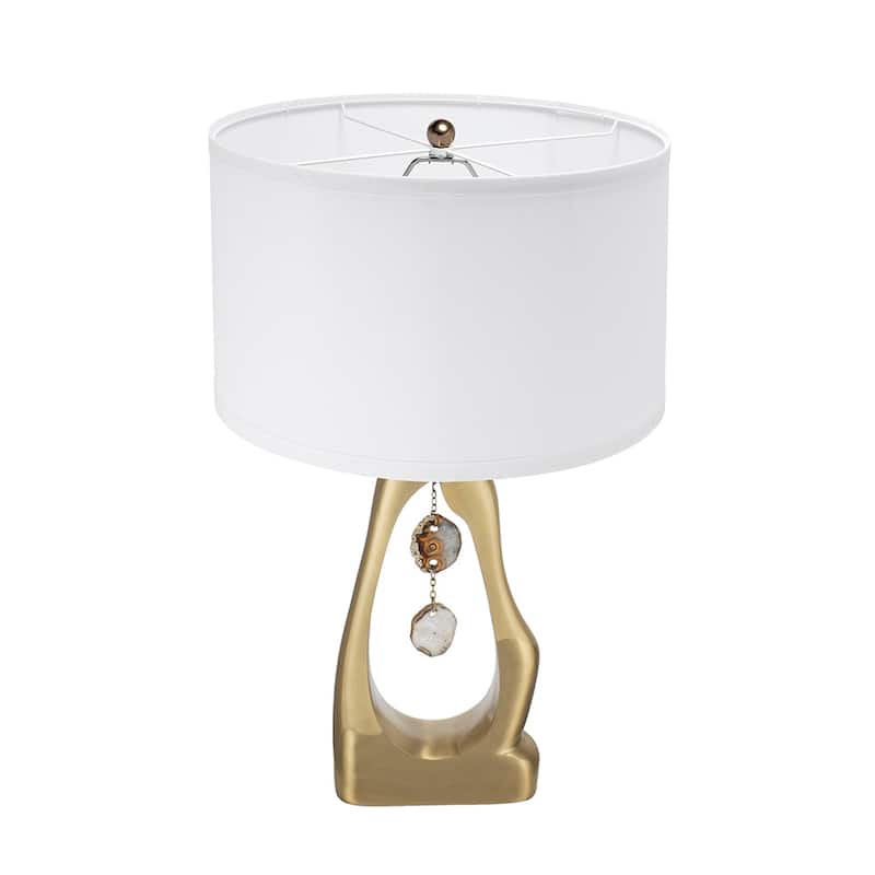 D16x27.5" Gold Geode Shaped Table Lamp with White Drum Shade