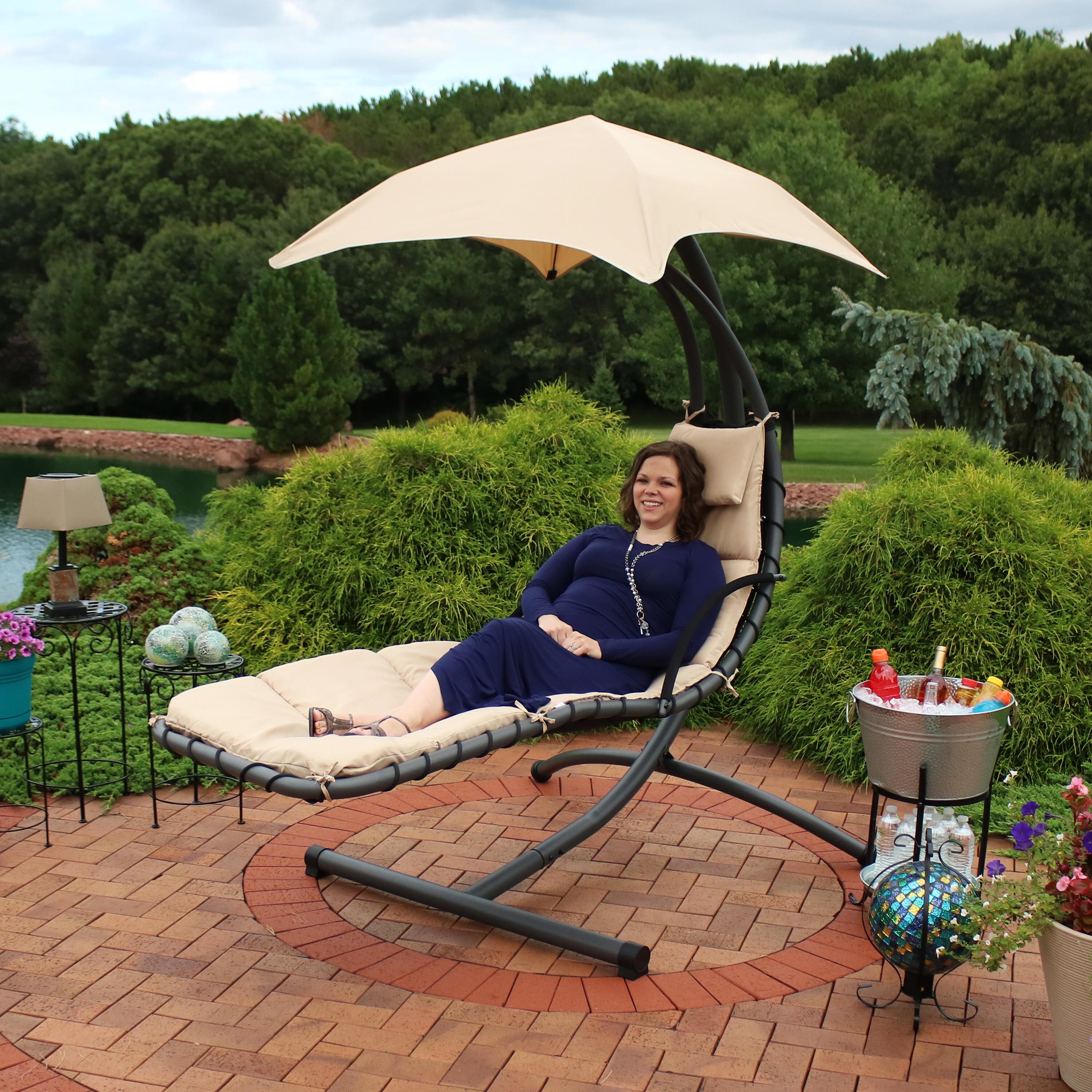 Swinging sun top lounger