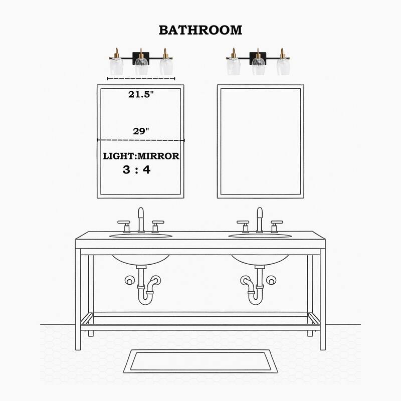 Modern 1/2/3/4-Light Bathroom Vanity Light Black Gold Wine Glass Wall Sconces