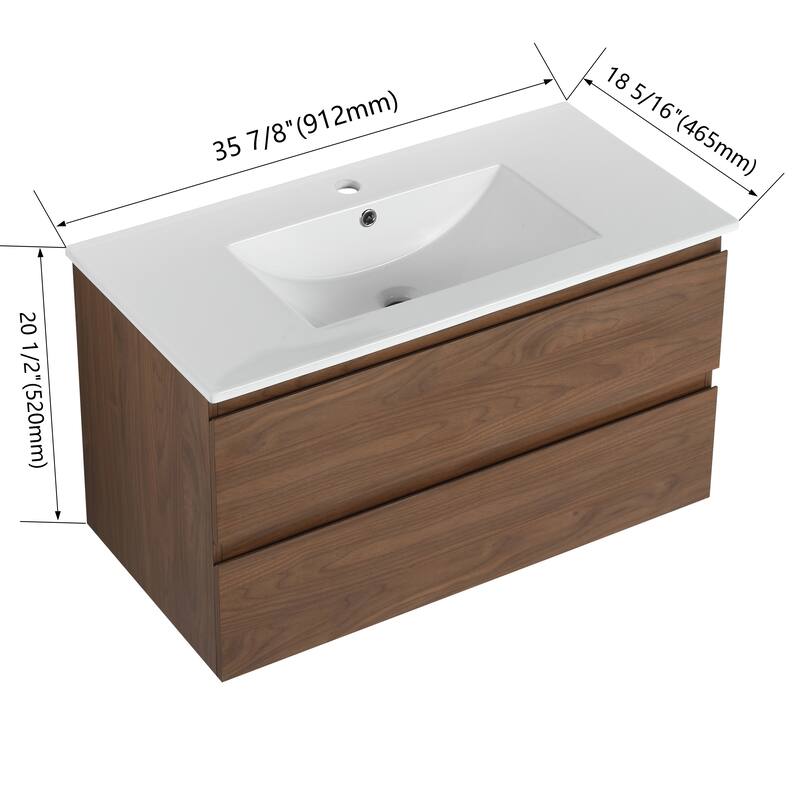 BNK 24"/30"/36'' Single Sink Bathroom Vanity with Two Soft Close Drawers
