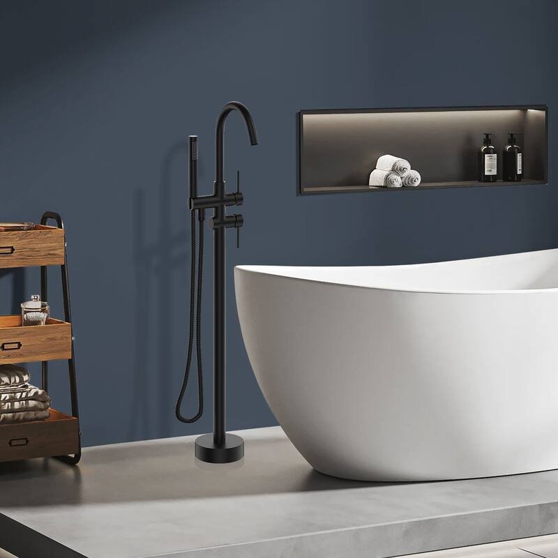 Topcraft Floor Mounted Bathtub Filler with Handheld Showerhead