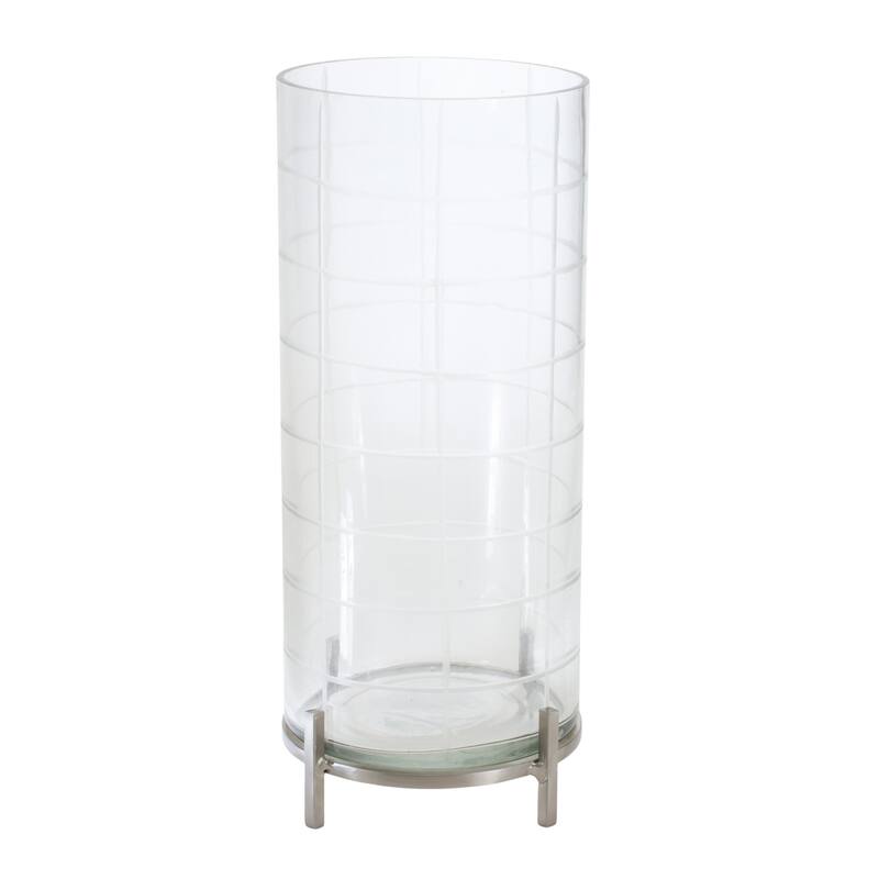 HomeRoots 2" Silver Flameless Tabletop Hurricane Candle Holder - 8