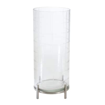 HomeRoots 2" Silver Flameless Tabletop Hurricane Candle Holder - 8