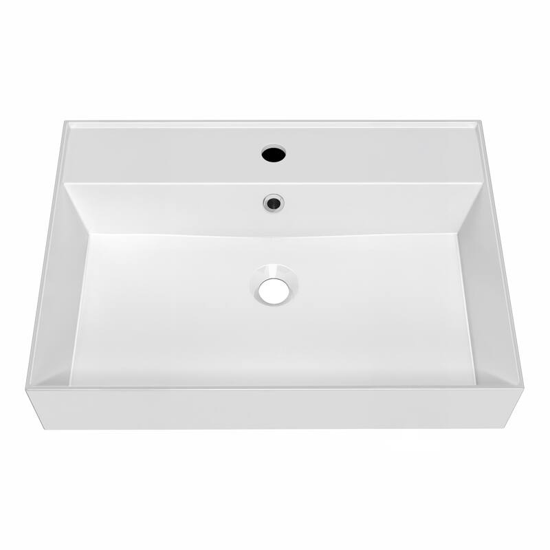 Whitehaus B-AG61-1H 24" Rectangular Vitreous China Wall Mounted