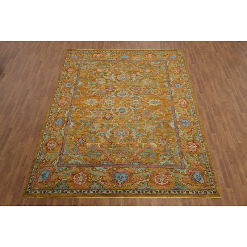 Hand Knotted Oriental 100% Wool Carpet Traditional All-Over Oranges & Rust Ziegler Area Rug - 12' 1'' X 9' 3''