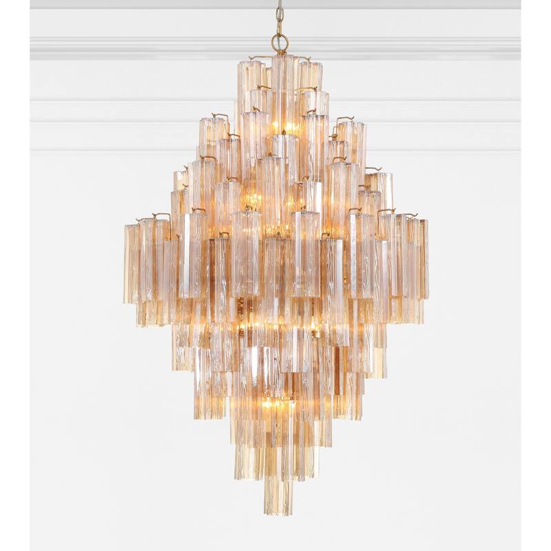 Addis 20 Light Aged Brass Chandelier - 30.5"W x 49.5"H x 30.5"D