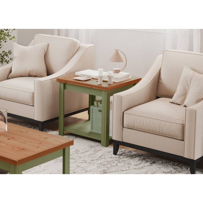 Bridgevine Home Modern Farmhouse 24 inch Side Table, No Assembly Required, Two-Tone Finish
