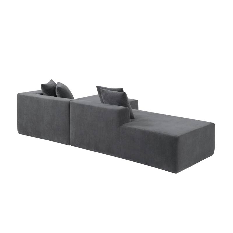 GDFStudio - 101.5" Acacia Wood Modular L-Shaped Sofa