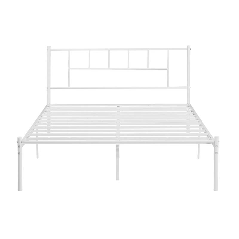 VECELO Victorian Style 14 Inch Metal Platform Bed Frame with Headboard, Heavy Duty Steel Slat Support, No Box Spring Needed