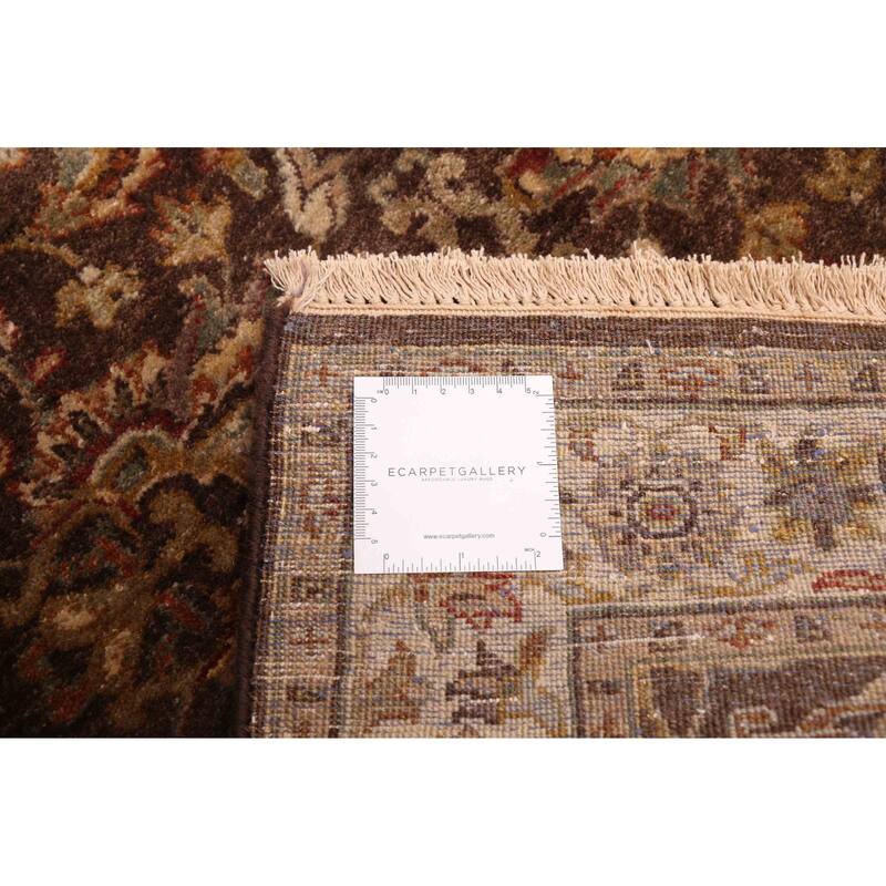ECARPETGALLERY Hand-knotted Mirzapur Dark Brown Wool Rug - 2'8 x 9'10