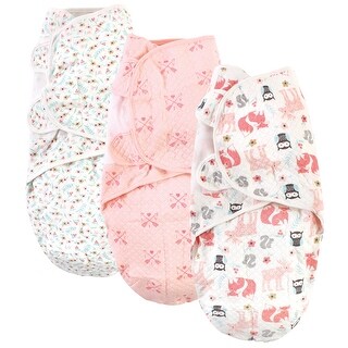 Hudson Baby Infant Girl Quilted Cotton Swaddle Wrap 3pk, Girl Forest, 0-3 Months - Girl Forest - 0-3 Months