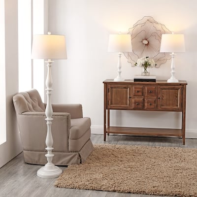 SAFAVIEH Lighting Bessie Floor And Table Lamp (Set of 3) - 15" W x 15" D x 62" H