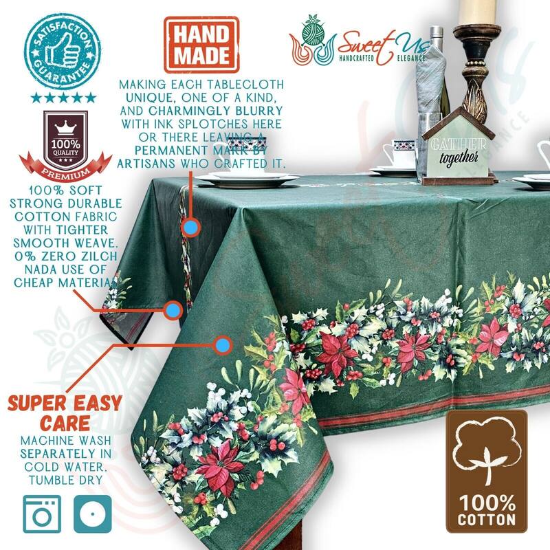 Christmas Acrylic Coated Wipeable Spill Resistant French Tablecloth