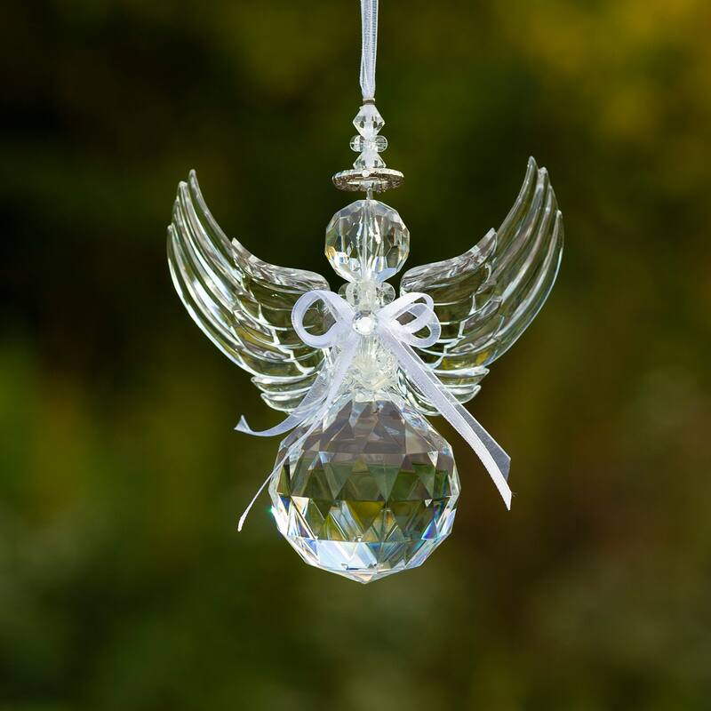 Hanging Clear Acrylic Angel Ornaments in 6 Assorted Style - 4x1x7.5