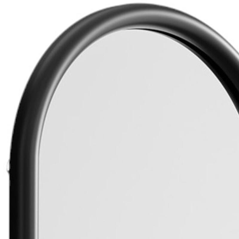 HomeRoots 64" Black Solid Wood Arch Leaning Ladder Framed Full Length Mirror - 21.00 in. x 64.00 in. x 0.79 in.