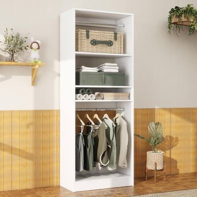 Cimly 25'' W Closet Organizer System with 2 Hanging Rods and DIY Shelves for Walk-in and Reach-in Closet