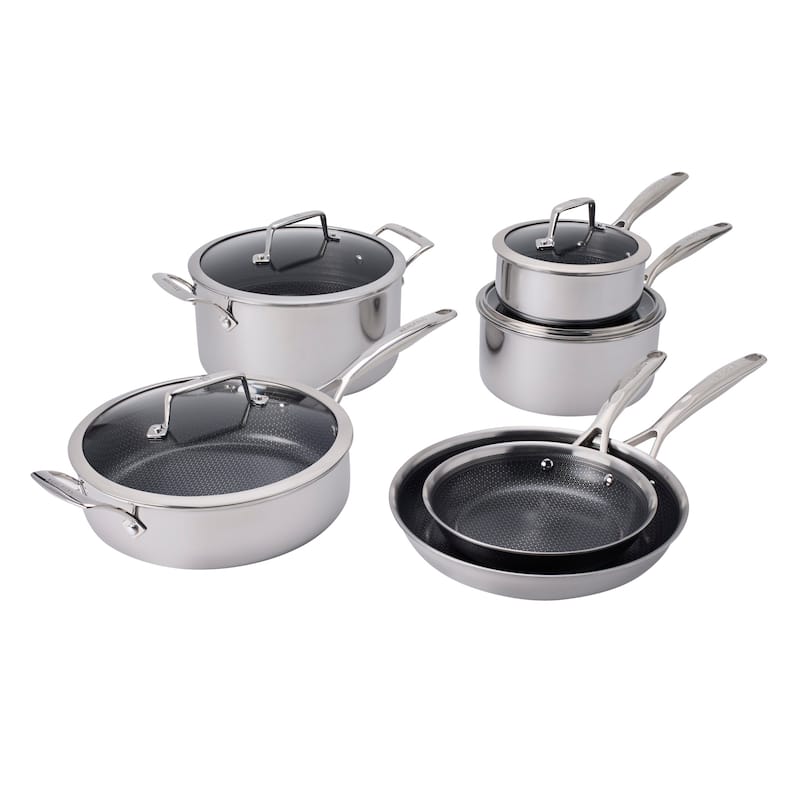 Henckels Paradigm Ceramic 10-pc Stainless Steel Dual Performance Cookware Set - Stainless Steel - 10 Piece - 10-pc