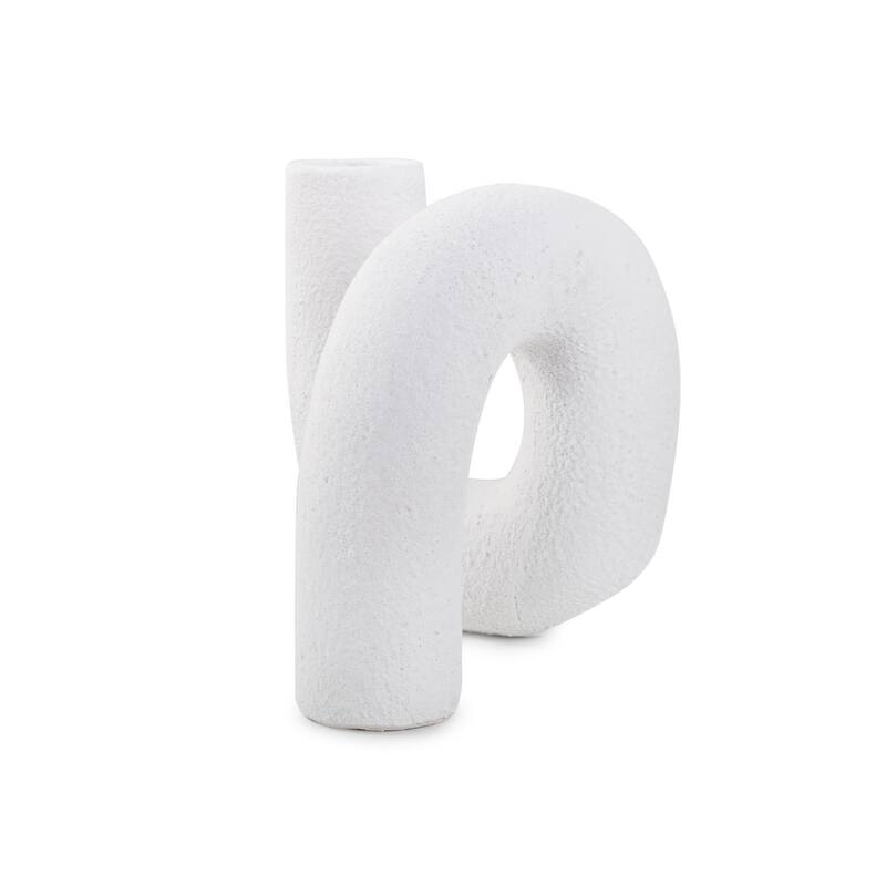 White Abstract Curved Tube Vase Tall