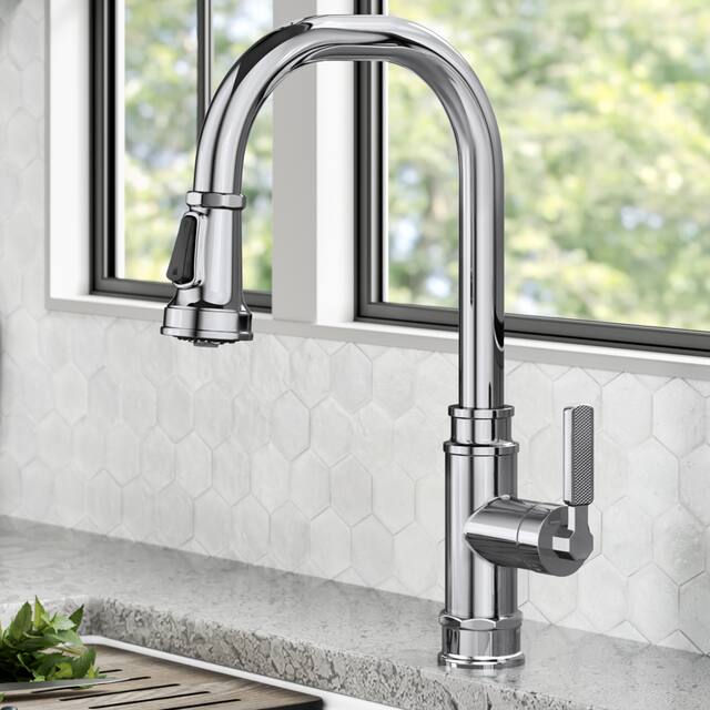 Kraus 2-Function 1-Handle 1-Hole Pulldown Sprayer Brass Kitchen Faucet - KPF-4101 - 16 7/8" H (Allyn Pulldown) - CH - Chrome