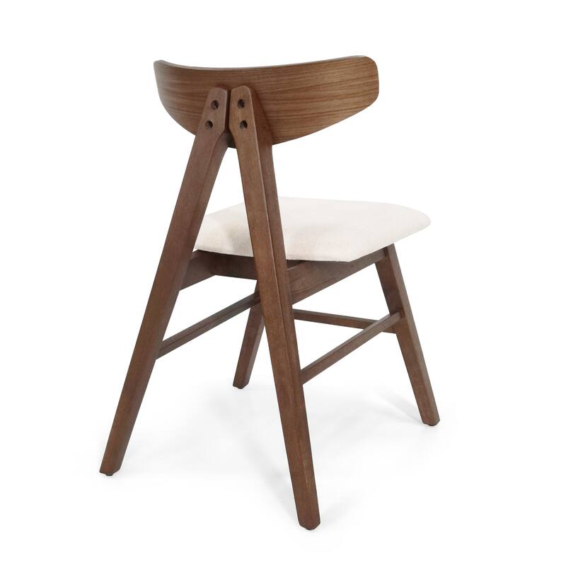 2 Piece V Shaped Dining Chairs with Curved Backrest, Rubber Wood Legs Upholstered for Dining Room Kitchen Bedroom Living Room