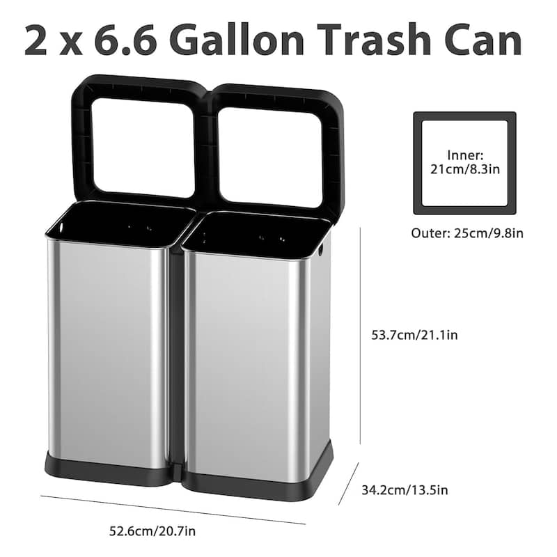 Dual Trash Can, Open Top Waste Bins