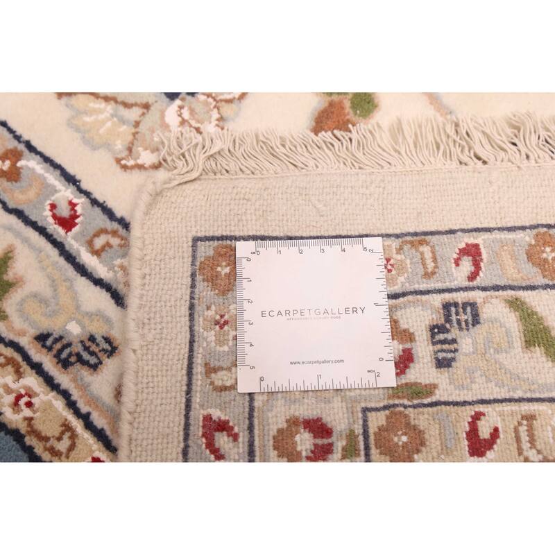 ECARPETGALLERY Hand-knotted Nain Cream Viscose, Wool Rug - 9'7 x 14'2