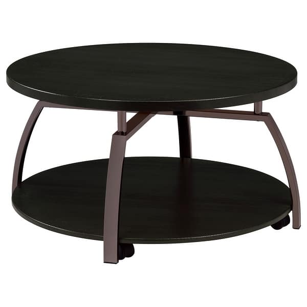 slide 2 of 3, Dark Grey and Black Nickel Round Coffee Table
