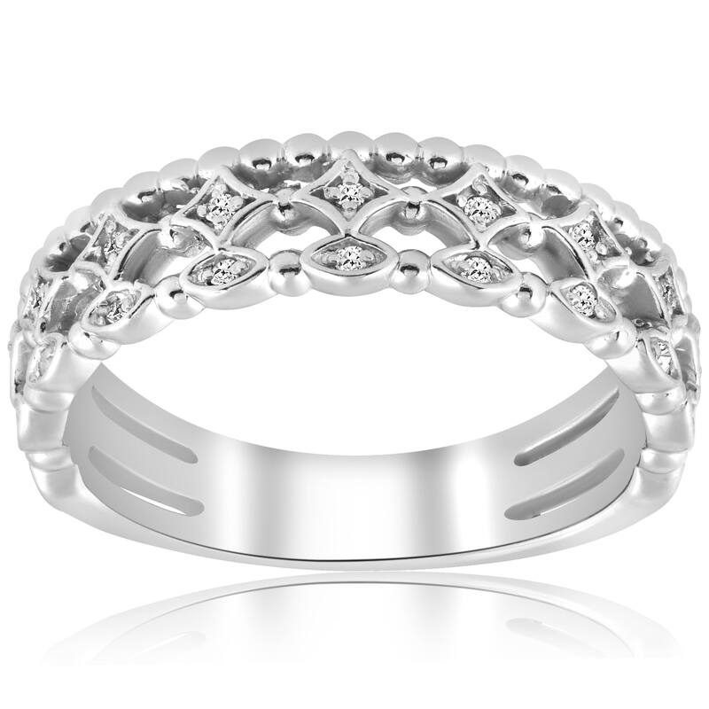 1/8ct Vintage Diamond Stackable Wedding Ring White Gold