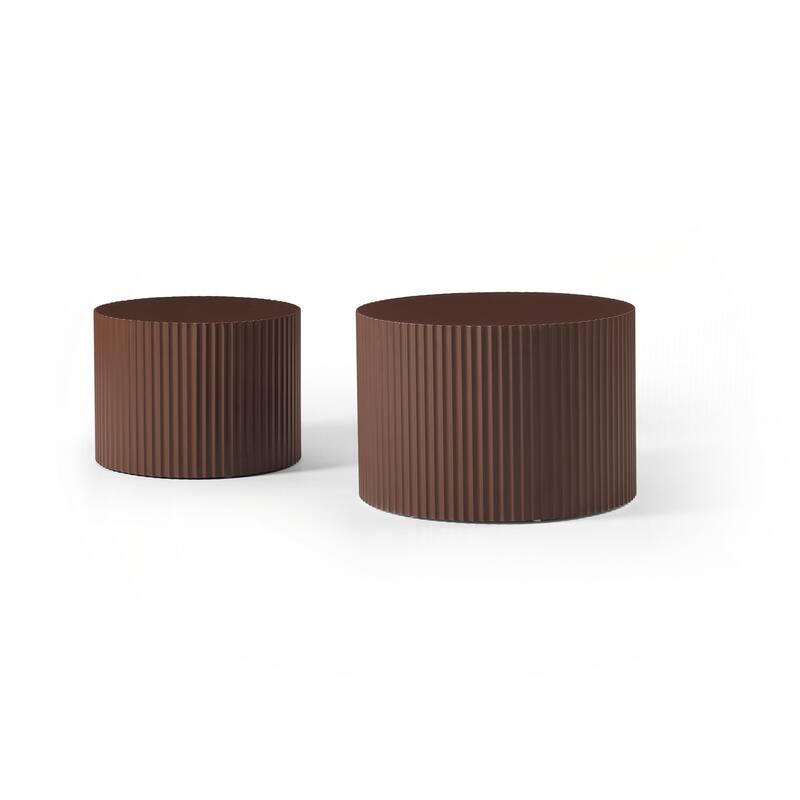 Nesting Table Set of 2,Handcraft Round Coffee Table for Living Room