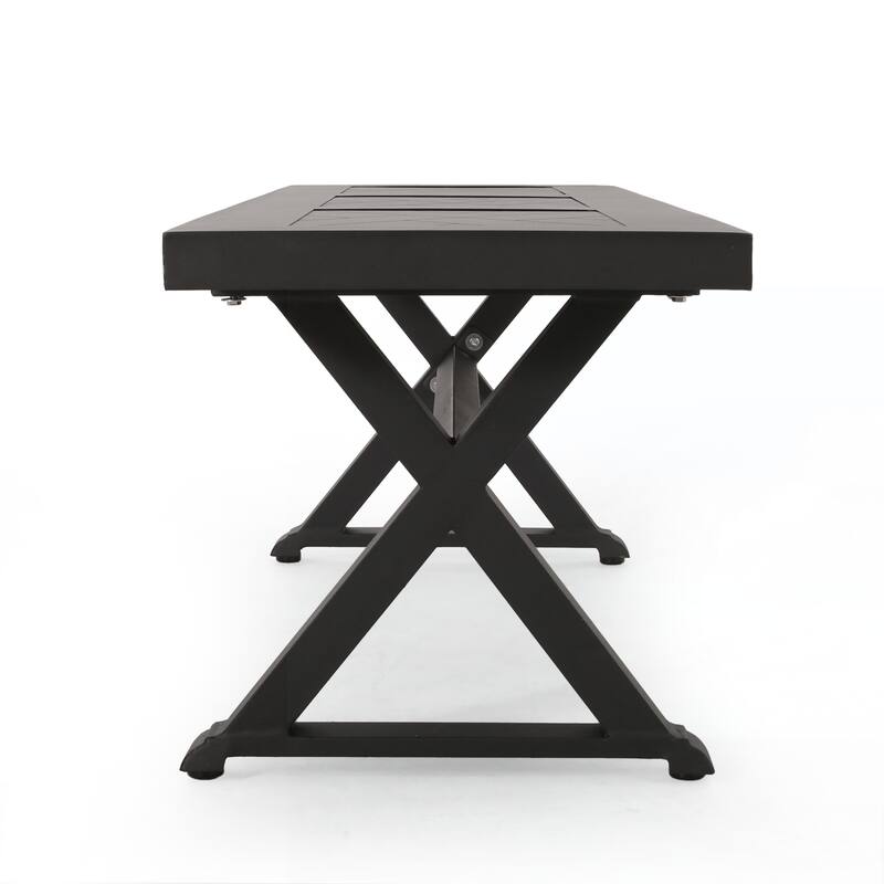 Outdoor Dining Bench, Antique Matte Black