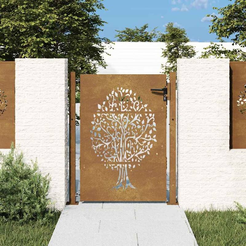 vidaXL Garden Gate Corten Steel Tree Design - Brown