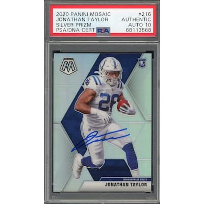 Jonathan Taylor 2020 Panini Mosaic Silver Prizm Rookie Card #216 Auto PSA 10 - 8'6" x 11'6"