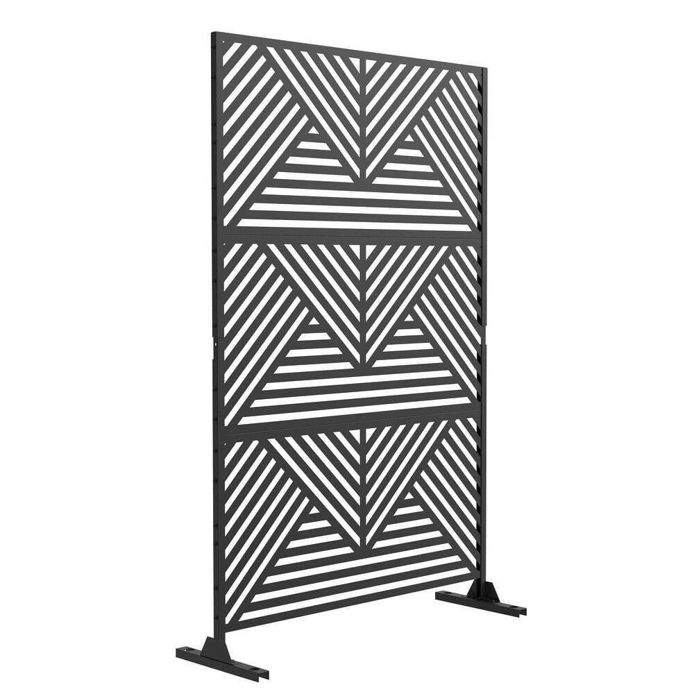 Free Standing Metal Privacy Screen Panel Decorative Outdoor Privacy Screen - 72"H x 47"W
