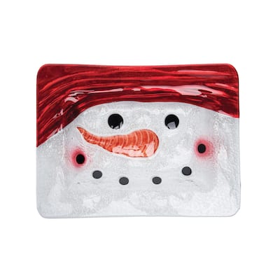 12" x 9" Snowman Rectangle Christmas Plate