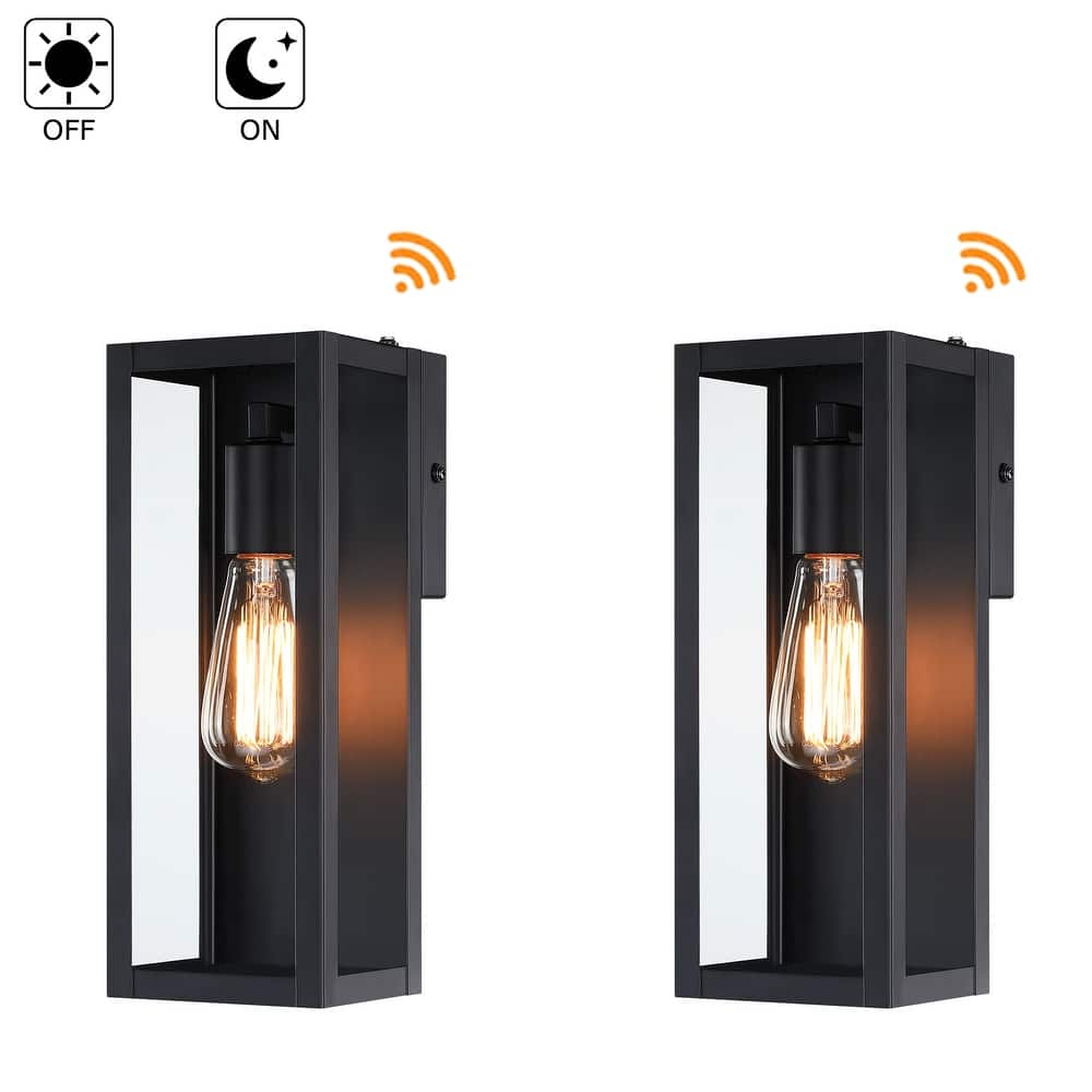 1-Light 12.76in Outdoor Wall Light with Matte Black Finish & Clear glass shade