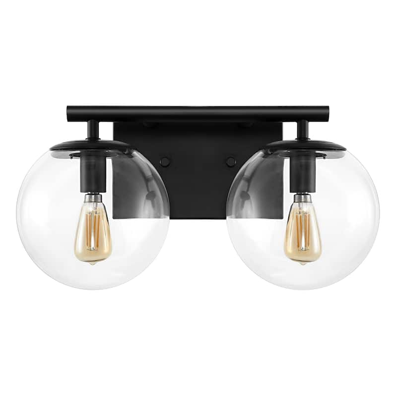 SAFAVIEH Lighting Zenta 2-Light 14-inch Glass Orb Wall Sconce (LED Bulbs Included) - 7.5 In. W x 14 In. D x 7.8 In. H