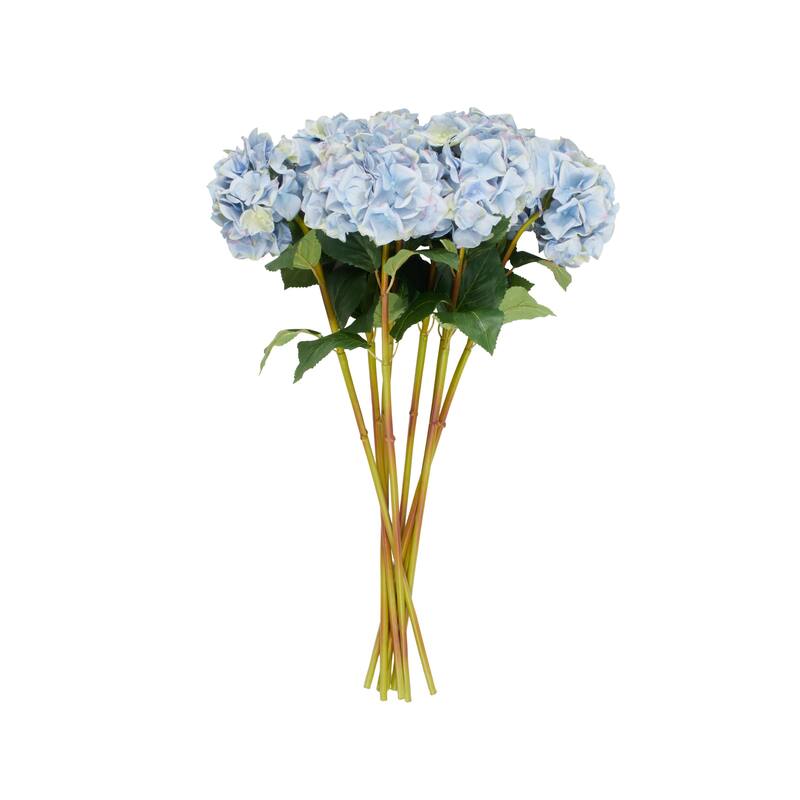 Faux Foliage Hydrangea Tall Artificial Flower Stem - Set of 8 - Roche River Decor - Blue