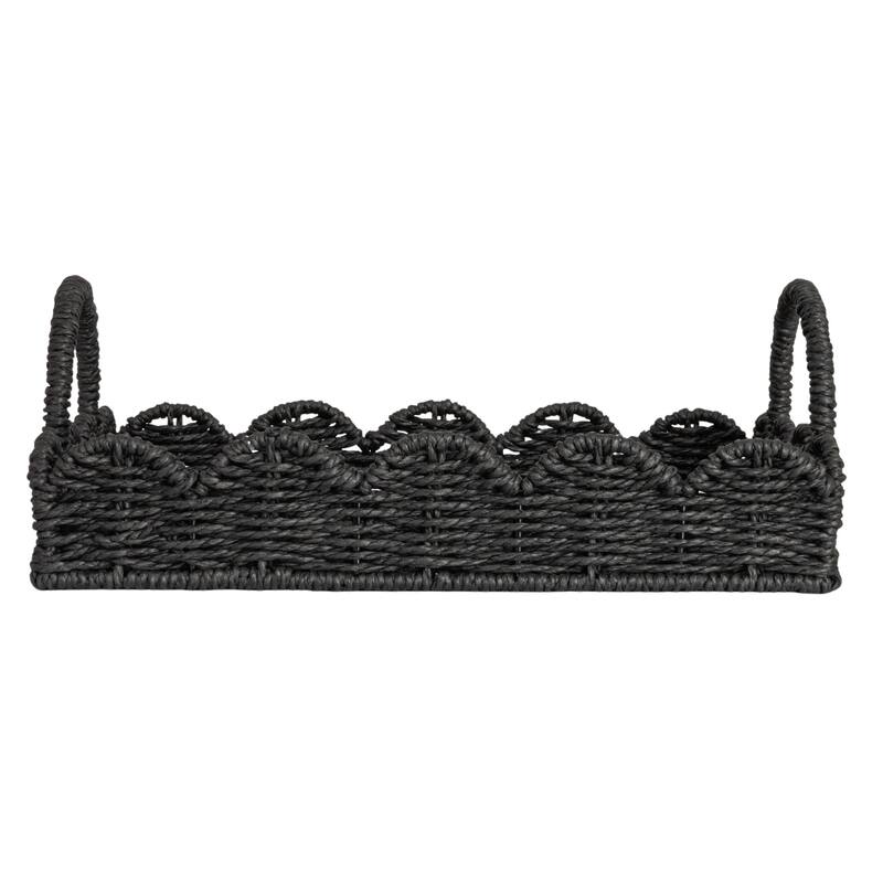 Handwoven Tray with Scalloped Edge and Handles