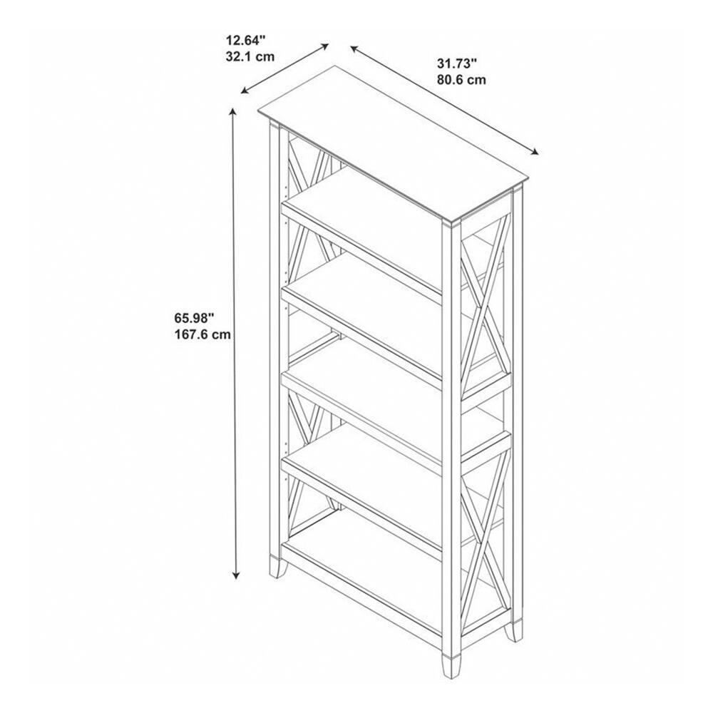 5 Spacious Shelves Bookcase 4 Open Storage Shelves Washed Gray 52 x