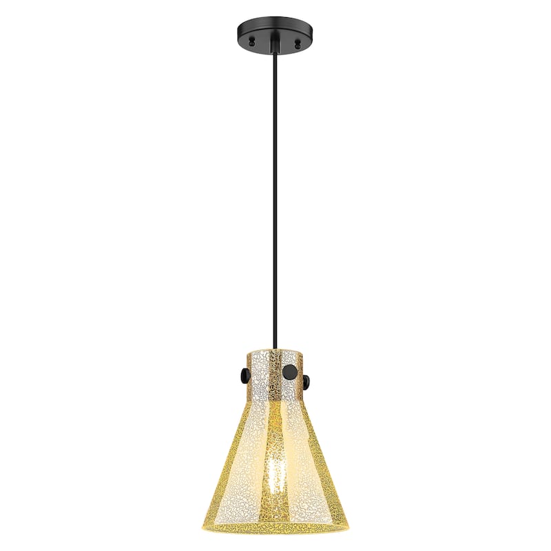Innovations Lighting Downtown Urban - Newton Cone - 1 Light 8" Cord Hung Pendant - Mercury Shade/Matte Black