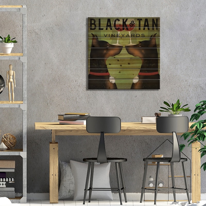Black & Tan Vineyards (Doberman Pinschers) Print On Wood by Ryan Fowler - Multi-Color