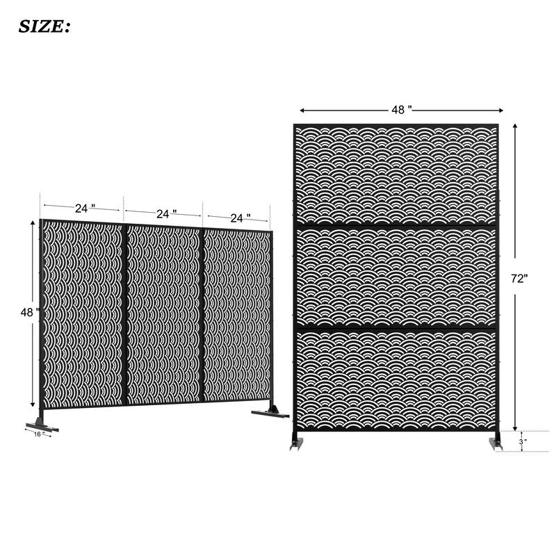 Metal Privacy Screen Wall Decoration Free Standing-6.3 ft. H X 4 ft. W
