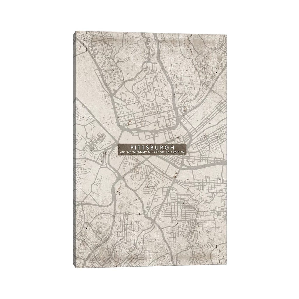 iCanvas "Pittsburgh City Map Abstract" by WallDecorAddict Canvas Print