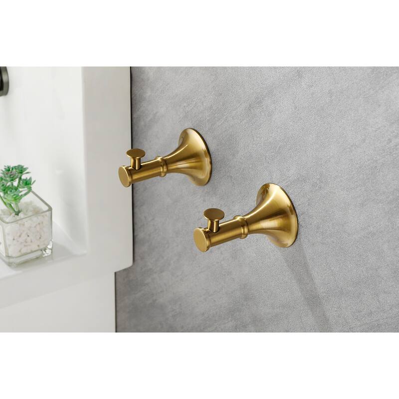 6 Piece Brass Bathroom Towel Rack Set Wall Mount