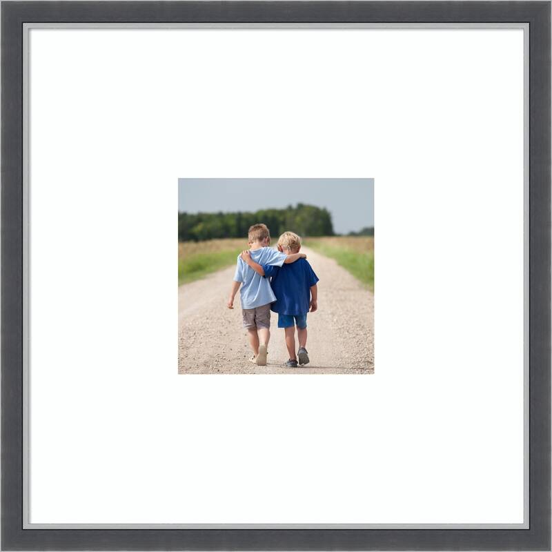Eva Black Silver Thin Framed Picture Frame, Photo Frame - 20x20 Matted White 8x8