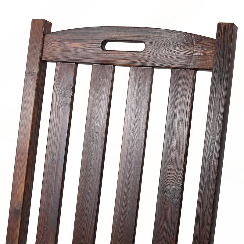 Wooden Oversized Porch Rocker Chair With Wide Seat and Tall Backrest