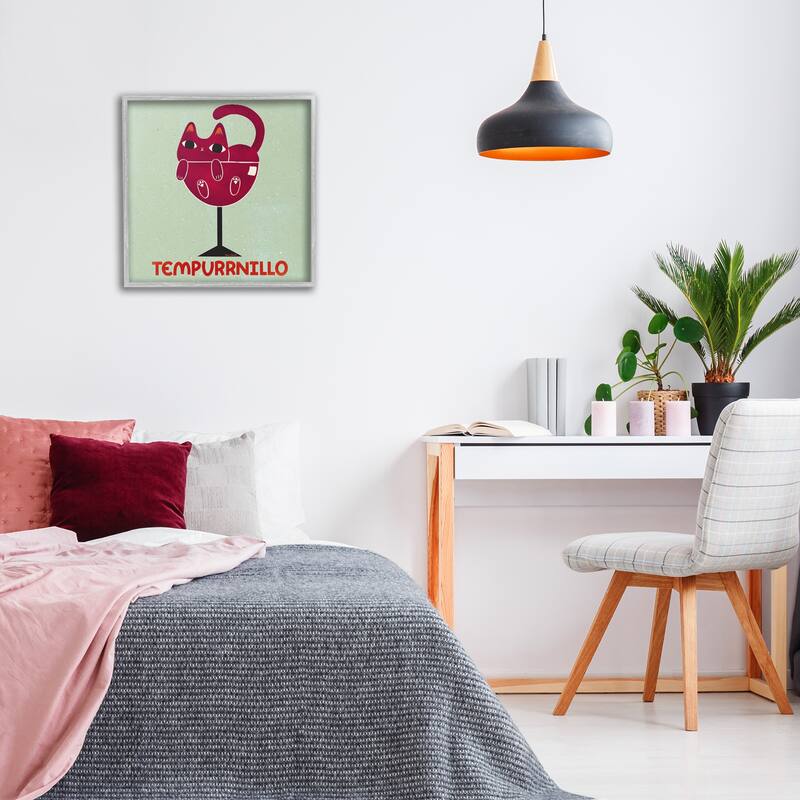 Stupell Tempurrnillo Cat Wine Framed Giclee Art Design By Carrie Cantwell