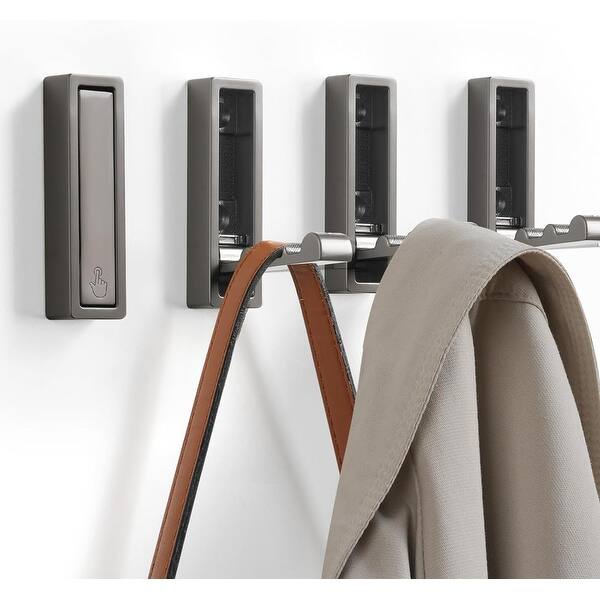 slide 2 of 34, Folding Coat Hooks, 4Pcs Foldable Heavy Duty Wall Hooks Gray