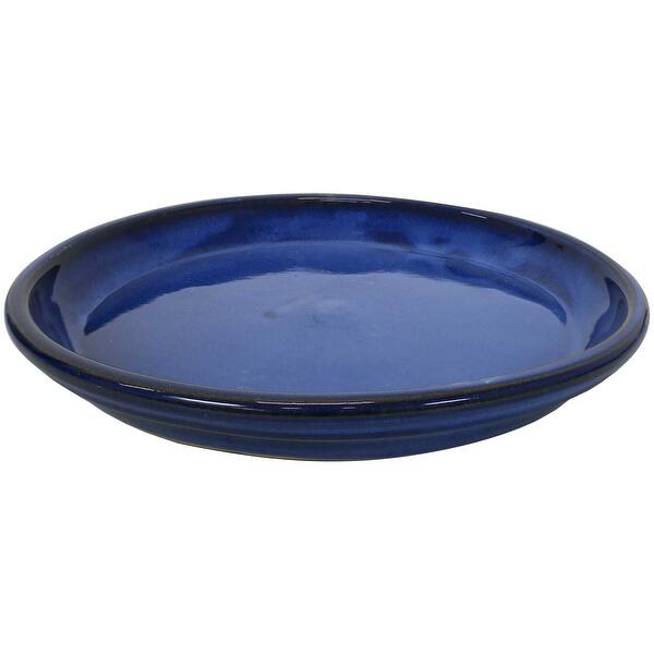 Sunnydaze Decor Glazed Ceramic Planter Saucer Set of 4 - Blue - 12"